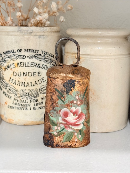 Antique Other - Antique Hand-Painted Floral Farmhouse Cowbell-1800’s
